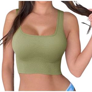 Anti zweet sport beha - Ademend - Sexy - Push up - Naadloos - Groen - Compressie