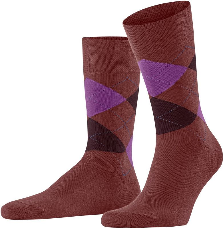 FALKE - Sensitive Argyle - Katoen Sokken - Rood - Comfort Tailleband