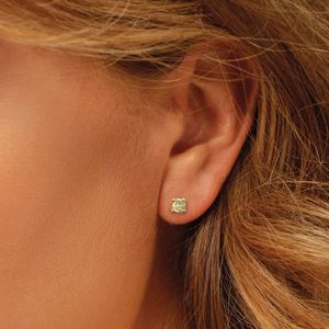 Glow 206.1642.00 Dames Oorbellen - Oorknopjes - Sieraad - 14 Karaat Goud - Peridoot - 4 mm lang