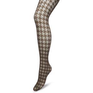 Bonnie Doon Houndstooth Panty 50 Denier Bruin Dames maat S/M - Pied de Poule - Print - Gladde Naden - Maximaal Draagcomfort - Houndstooth Tights - Chique Panty - Feestelijk - Donkerbruin - Bracken - BP221903.158