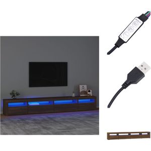 vidaXL TV-meubel - LED-verlichting - bruineiken - 270 x 35 x 40 cm - bewerkt hout - Kast