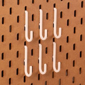 6-pack Ronde haakjes voor Ikea Skadis pegboards - Wit - Small - 15mm dubbel slot
