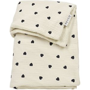 Meyco Baby Sweet Heart wiegdeken - pre-washed hydrofiel - soft sand - 75x100cm - 1.5 TOG