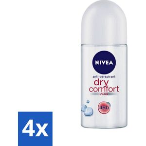 4 x Nivea - Deodorant - Roller - Dry Comfort - 48 Uur Lang Werkend - 50 ml - NIVEA Deodorant - Anti-transpirant - 48 Uur Bescherming - Droog Gevoel - Alcoholvrij