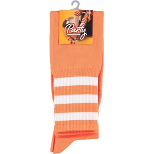 Apollo - Cheerleaders sokken - Cheerleader kousen - Fluor Oranje/Wit - One Size - Cheerleader kostuum dames - Carnavalskleding - Cheerleader