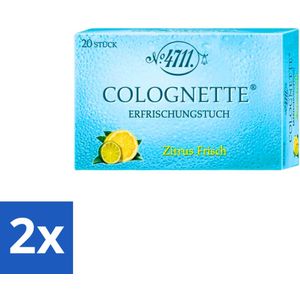 2 x 4711 - Verfrissingsdoekjes - Verfrissende Citroengeur - 20 Doekjes - 4711 Lemon - Verfrissingsdoekjes - Verfrissende Doekjes - Citroen Geur - Eau De Cologne