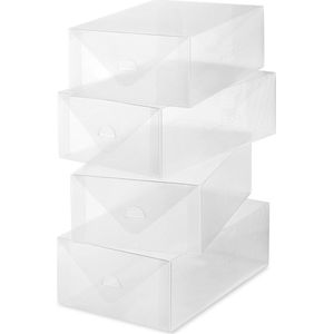 Tijdloze Transparante Schoenopbergdozen Set van 4 voor Optimaal Ruimtegebruik