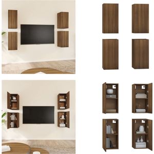 vidaXL Tv-meubelen 4 st 30-5x30x60 cm bewerkt hout bruineikenkleurig - Tv-kast - Tv-kasten - Tv-meubel - Tv-meubel Met LED-verlichting