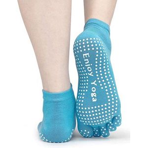 Yoga Sokken Full Toe | Volle Teen Yoga Sok | Met Anti Slip Onderkant | Antislip Sokken | Pilates Sokken | Maat 36-40 I Blauw