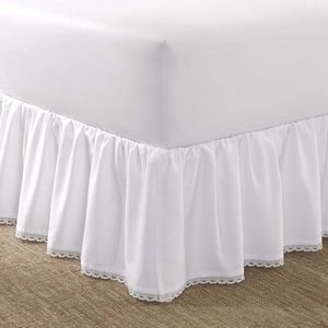 Bedrok met ruches van Katoen - Laura Ashley - Wit - Twin Corner Bed Skirt