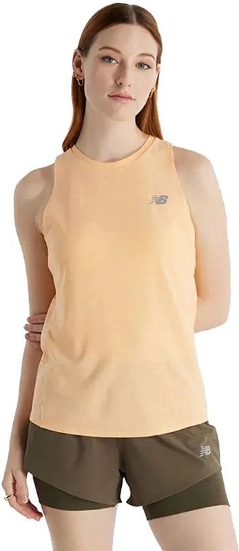 New Balance Jacquard Slim Mouwloos T-shirt Beige XS Vrouw