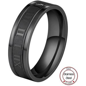 Roman Ring | Zwart | Ringen Mannen | 19mm | Ring Heren | Cadeau voor Man | Mannen Cadeautjes | Vaderdag | Vaderdag Cadeau | Kerstcadeau | Black Friday