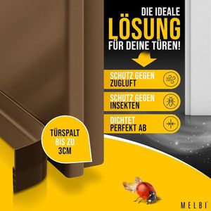 2 x tochtstoppers voor deuren, premium deurafdichting, zelfklevend en op maat te snijden, koudebescherming, windstopper voor warmte-isolatie, energie besparen (bruin, 2 x 100 cm)