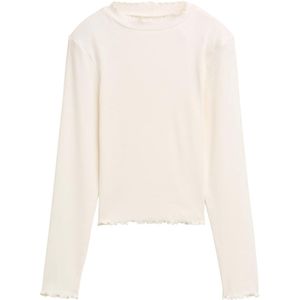 Tom Tailor - Shirt - Wool White - Lange Mouwen - Met Ribstructuur