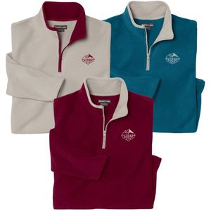 ATLAS FOR MEN - Set van 3 microfleece truien met rits - Heren - Verkrijgbaar in grote maten - L