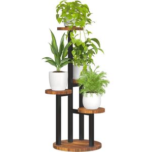 Houten Plantenstandaard met 4 Niveaus voor Binnen en Buiten