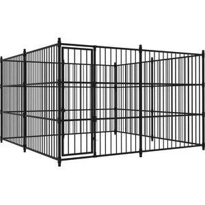 The Living Store Hondenhok - Veiligheid en Comfort - Stalen Hondenkennel 300x300x185 cm - Zwart