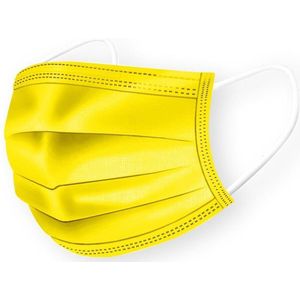 Geel Wegwerp Mondmaskers | 50 Gekleurde Mondkapjes | Gele Mondkapjes |  3 Laags | Hoogste Kwaliteitsgarantie
