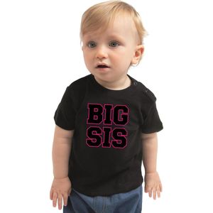 Big sis cadeau t-shirt zwart voor peuter / kinderen - Aankodiging zwangerschap grote zus 92