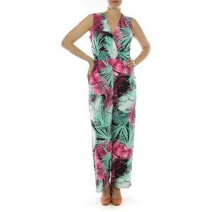 Mooie exclusieve jumpsuit met bloemenprint - groen - maat M