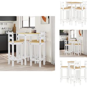 vidaXL Barset - Barsets - Pubset - Bistroset - 5-delige Barset massief grenenhout wit