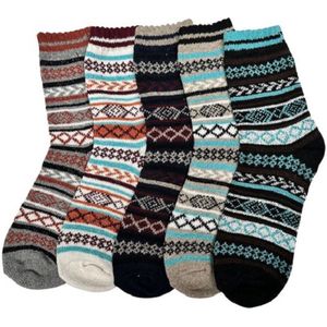 Warme sokken - gebreide damessokken - wintersokken - 5 paar - maat 38-42