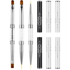 3 stuks nail art kwasten voor gelnagels - acryl nagelkwast - dubbelzijdige gelopbouwkwast - nagelkwastenset - nagelborstel - French tip - nagelgel - liner penseel voor nageldesign