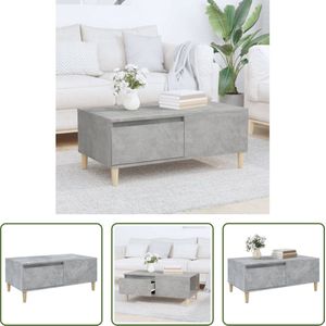 The Living Store Scandinavische Salontafel - 90 x 50 x 36.5 cm - Betongrijs