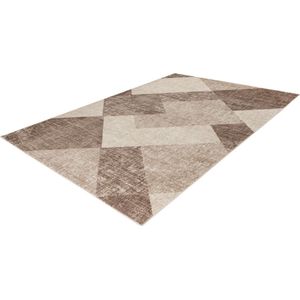 Lalee trendy- modern- laagpolig- vloerkleed- vintage- ruiten dessin- laag- hip en trendy- karpet- tapijt- 120x170 cm beige bruin