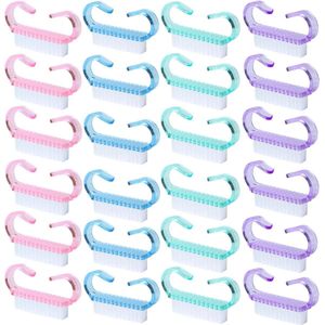 24 stuks nagelborstels - nagelreinigingsborstel met handvat - vingernagelpeeling - manicure - stofborstel - kunststof reinigingsborstel - nagelborstels voor reiniging en schoonheid - handverzorging