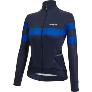 Santini Fietsshirt lange mouwen Dames Blauw - Coral Bengal - Women Thermal Jersey Nautica Blue - L