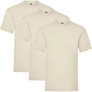 3 Pack Shirts Fruit of the Loom Ronde Hals Natural Maat XXXL (3XL) Valueweight