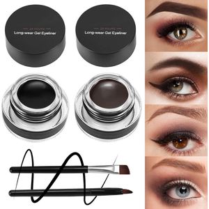 Waterproof Eyeliner Gel Set met 2 Kwasten - Lange Draagbaarheid en Geschikt voor Wenkbrauwen