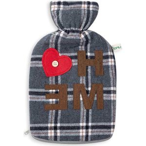 Kruik 1.8 liter met zachte fleece-hoes ""Home"" en extra binnenvoering - Warmtekussen BS1970:2012 gecertificeerd - nieuw model