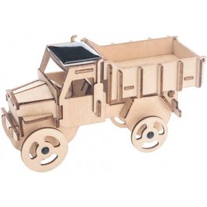 3D Houten Puzzel op zonne-energie Truck, PZ005, 18x7,5x9,5cm