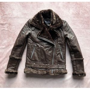 Dera Dore - Dames/Vrouwen Leren Jas - Echt en Origineel Schapenleer - Luxe en Stijlvol Jas - Koffie Bruin - XL