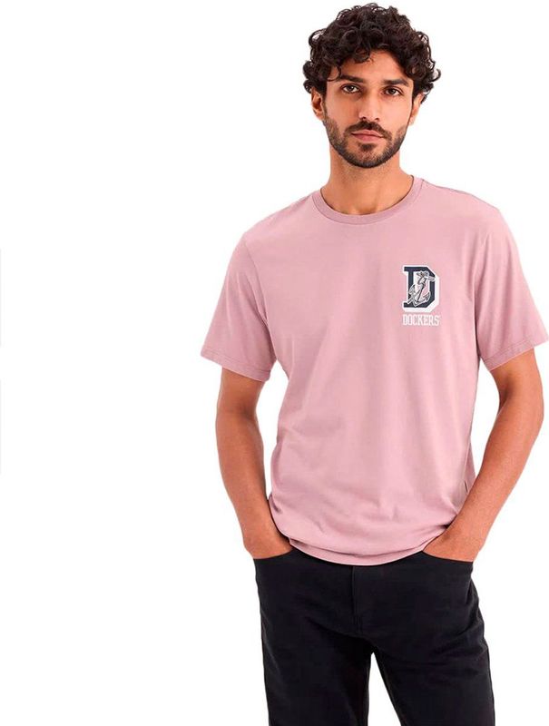 Dockers - Graphic Slim T-shirt - Roze - Korte Mouwen - Slim Fit