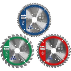 kwb cirkelzaagbladenset 160 x 25/20/16 mm voor handcirkelzagen voor plaatmaterialen en bouwmaterialen van hout inclusief verloopringen tot 16 en 20 mm