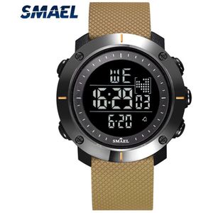 Digitaal Shockbestendig Horloge Zwart Bruin | Smael | Waterdicht 5ATM | Glow in dark | Mud Master | Mudmaster | Shock | Licht | Rubberen band | 1618 | Timer | Eyecatcher | Master | kado | Cadeau