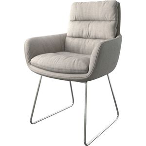 Gestoffeerde-stoel Abelia-Flex met armleuning slipframe roestvrij staal stripes lichtgrijs