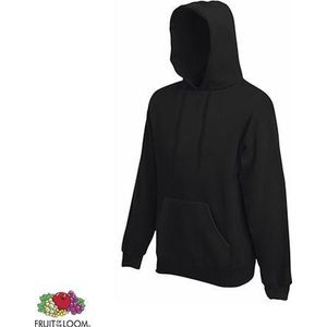 Fruit of the Loom Hoodie Black Maat M dubbellaagse capuchon