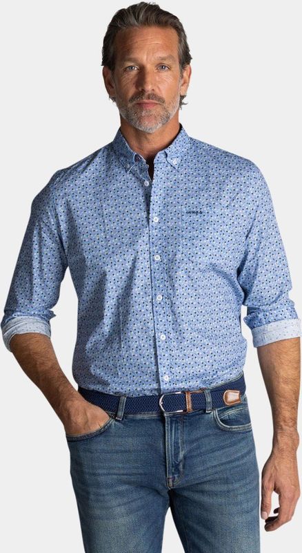 NZA - Blauw - Katoenen Overhemd - Stretch