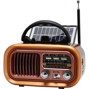 BSTNL Noodradio Retro - AM/FM - Radio Op Batterijen (Accu) Voor Rampen - Noodfluit - Bluetooth Speaker - Survivalradio - Noodradio Solar Opwindbaar - Powerbank Zonneenergie - USB - Noodpakket voor Thuis - Rosé Goud