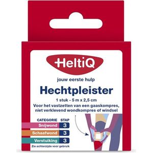 HeltiQ Hechtpleister textiel 5 m x 2,5 cm- 4 x 1 doosjes voordeelverpakking