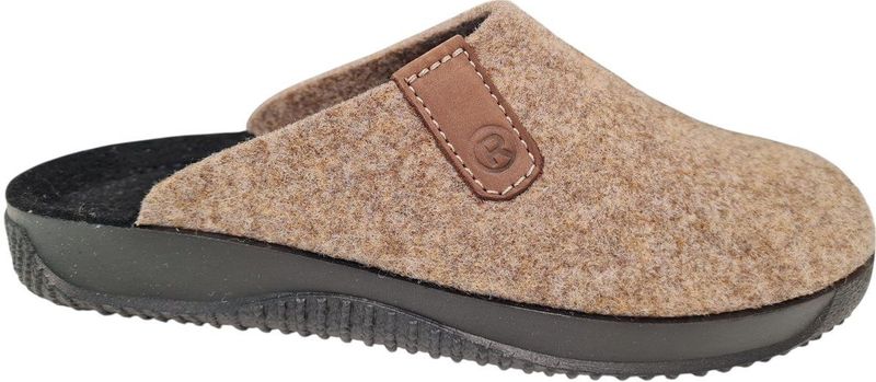 Rohde - Pantoffels - Beige - Vilt - Rubberen Profielzool