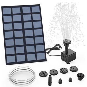 Fontein op zonne-energie 25 W doe-het-zelf vijverpomp upgrade - 12 m waterleiding - 6 fonteinstijlen - drijvende fonteinpomp voor tuinvijver - vogelbad visbak fonteinpomp