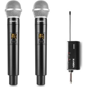 Draadloze microfoon - Geschikt voor JBL speakers - met plug-in ontvanger -Vonyx WM552- UHF draadloze microfoonset met 2 microfoons