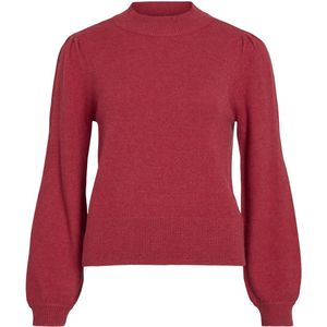 Vila - Viril Turtle-nk Balloon Top - Trui - Rood