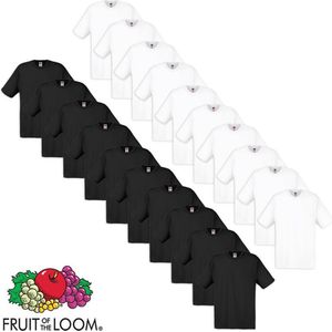 Fruit of the Loom Origineel T-shirt katoen wit en zwart 20 stuks S