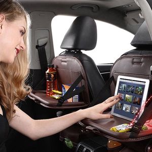 Autostoel Organizer - Met Tafeltje & Bekerhouders - Car Seat Organizers - Klaptafel - Opberger - Auto Accessoires - Bruin